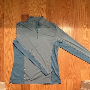 PETER MILLAR Blue Half Zip with Patterned Trim